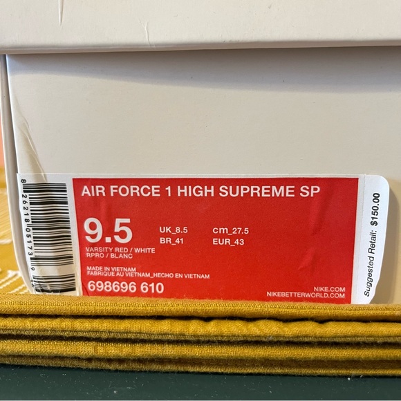 DEADSTOCK - Nike Air Force 1 SUPREME WORLD FAMOUS Red size men’s 10 US - Picture 2 of 16